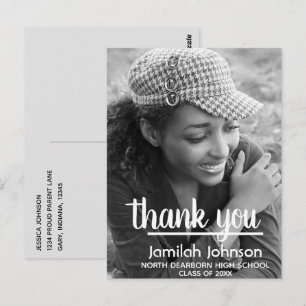 Modern Typography Photo 2025 Graduation Thank You Postcard