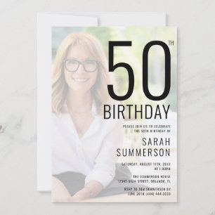 Modern Typography Photo 50th Birthday Party Invitation