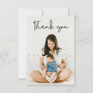 Modern Typography Photo Baby Shower Thank you Card