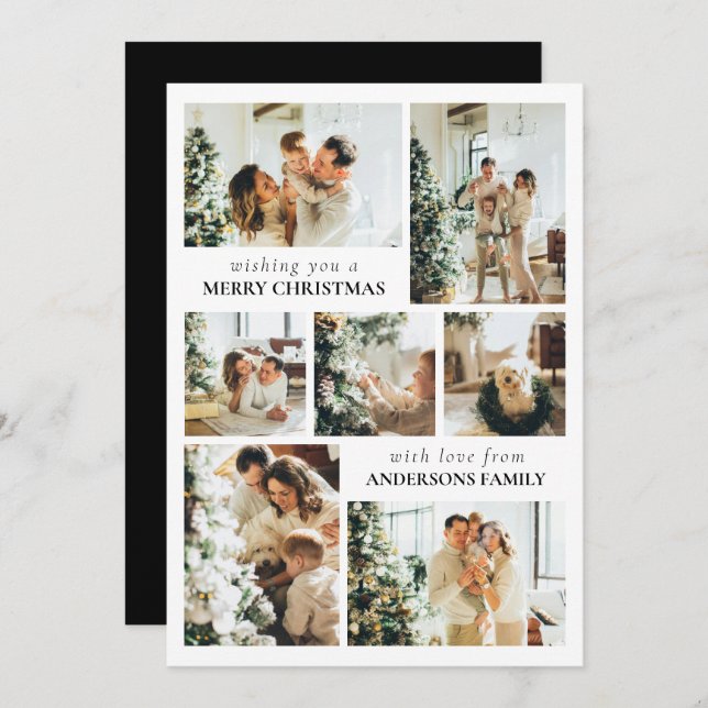Modern Typography Photo Collage Christmas Card (Front/Back)
