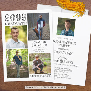Modern Typography Photo Collage Graduation Invitation