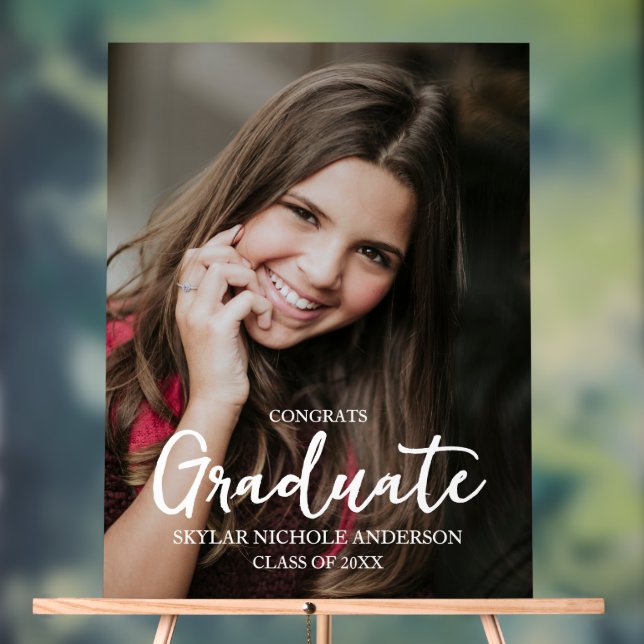 Modern Typography Photo Graduation Acrylic Sign (Neutral)