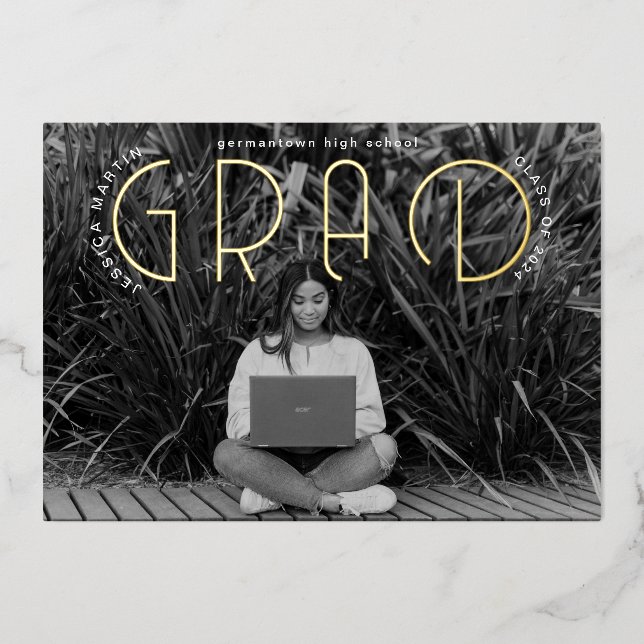 Modern Typography Photo Graduation Announcement  (Front)
