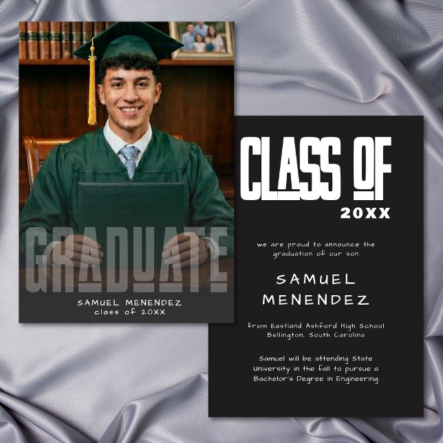 Modern Typography Photo Graduation Announcement (Modern Typography Photo Graduation Announcement)