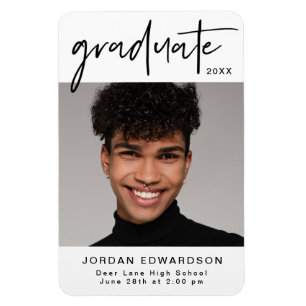 Modern Typography Photo Graduation Announcement Magnet