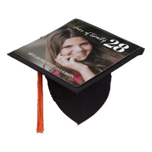 Modern Typography Photo Graduation Cap Topper