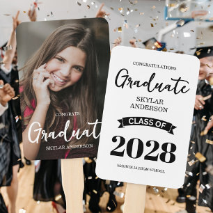 Modern Typography Photo Graduation Hand Fan