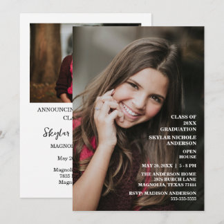 Modern Typography Photo Graduation Invitation