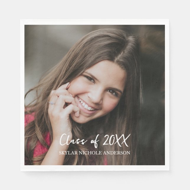 Modern Typography Photo Graduation Napkin (Front)