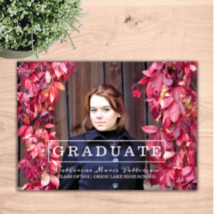 Modern Typography Photo Graduation White Invitation
