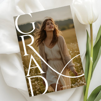 Modern Typography Photo Overlay Graduation Party Invitation