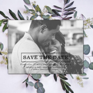 Modern Typography Photo Save the Date   Black