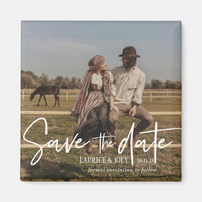 Modern Typography Photo Save the Date Magnet (Front)