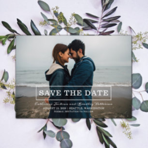 Modern Typography Photo Save the Date   White