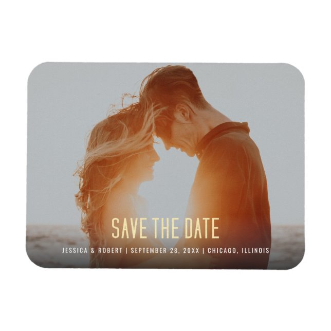 Modern Typography Photo Simple Save The Date Magnet (Horizontal)