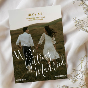 Modern typography photo wedding  invitation