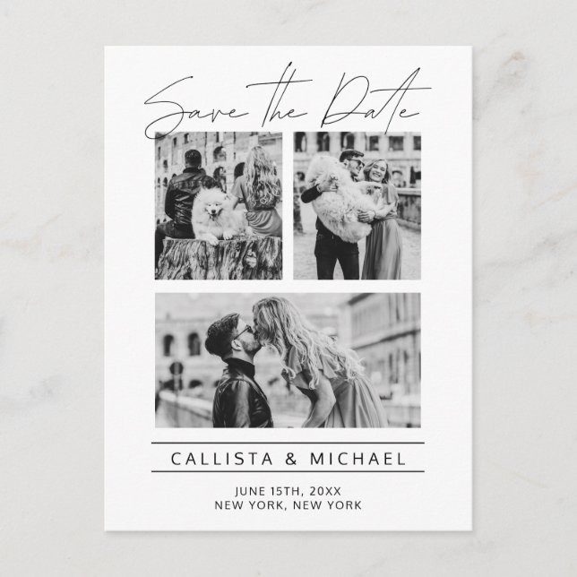 Modern Typography Photo Wedding Save the Date Announcement Postcard (Front)