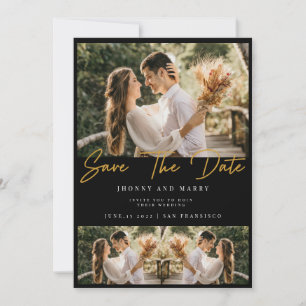 Modern Typography Photo Wedding Save The Date Invitation