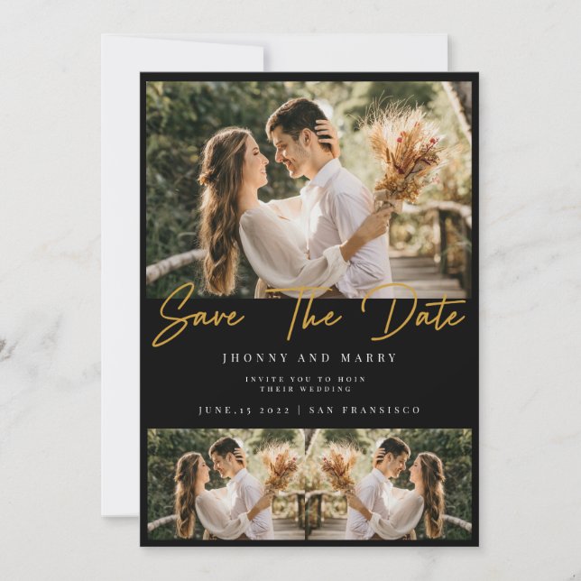 Modern Typography Photo Wedding Save The Date Invitation (Front)