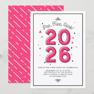 Modern Typography Pink 2022 New Year's Eve Party Invitation