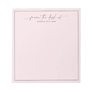 modern typography, pink from the desk of notepad