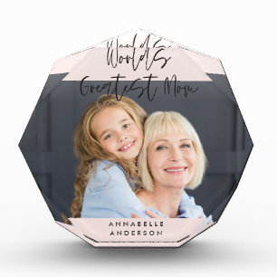 modern typography pink girly greatest mom script photo block