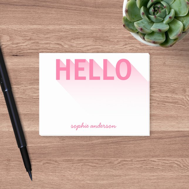 Modern Typography Pink Hello Post-it Notes (Creator Uploaded)