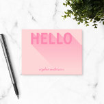 Modern Typography Pink Hello Post-it Notes<br><div class="desc">Modern Pink "Hello" with a gradient long shadow against a light pink background. Personalize it by replacing the placeholder text with your name. For more options such as to change the font and its size click the "Customize" button. *Please note that the Zazzle Watermark that appears in the zoom preview...</div>