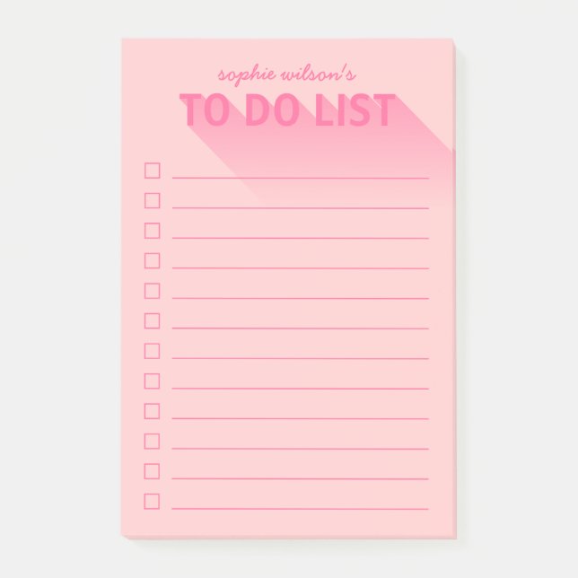 Modern Typography Pink To Do List Post-it Notes (Front)