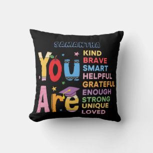 Modern Typography Positive Affirmations Name  Throw Pillow