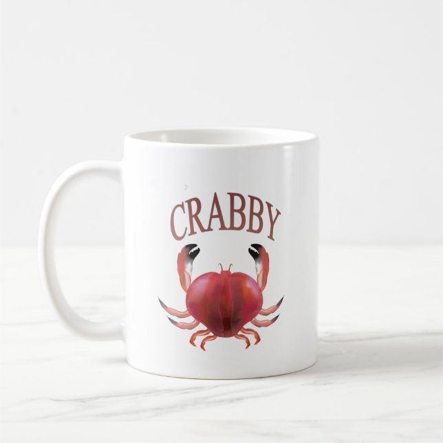 Modern Typography Red Crabby Crab Nautical Coffee Mug (Left)