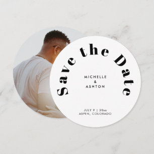 Modern Typography Round Circle Save The Date