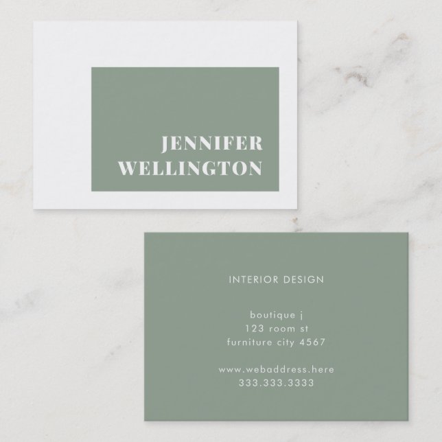 Modern Typography Sage Green Frame Creative  Business Card (Front/Back)