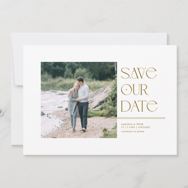 Modern Typography Save the Date Square Photo (Front)