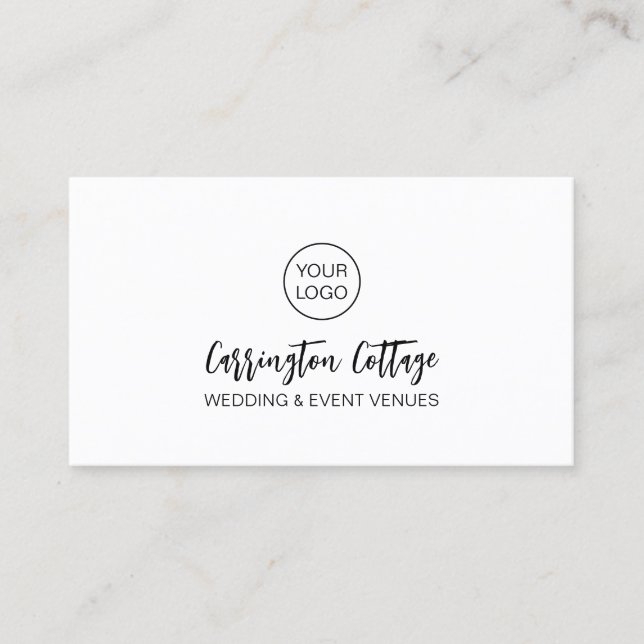 Modern Typography Script Add Logo. Minimalist  Business Card (Front)