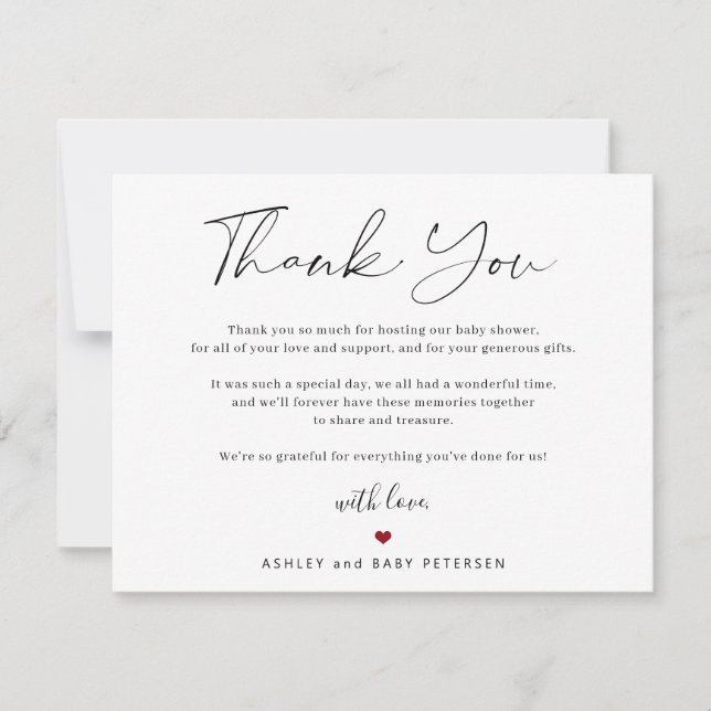Modern typography script baby shower thank you (Front)