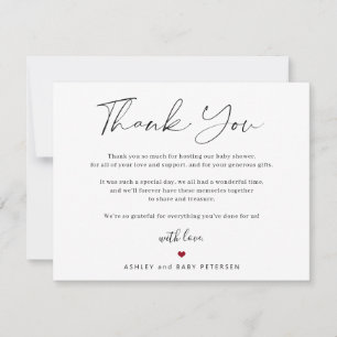 Modern typography script baby shower thank you card