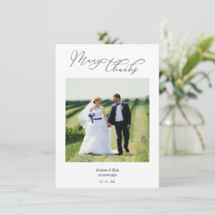Modern Typography Script Photo Newlyweds Thank You Card