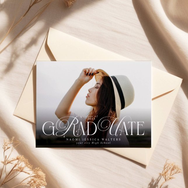 Modern Typography Senior Photo Elegant Graduation Invitation (Creator Uploaded)