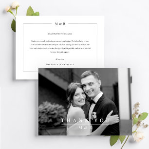 Modern Typography Simple Elegant Wedding Photo Thank You Card