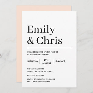 Modern Typography Simple Minimalist Wedding Invita Invitation