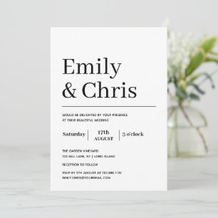 Modern Typography Simple Minimalist Wedding Invitation
