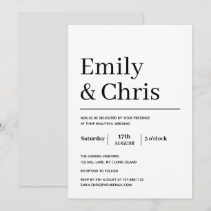 Modern Typography Simple Minimalist Wedding Invitation