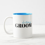 Modern Typography Simple Personalized Groom Mug<br><div class="desc">Elegant modern minimalist typography groom and name design in black and blue,  simple and unique. Great groom gifts and newlywed couple gifts.
See matching bride mugs in collection. 
Customize the mug and text colour with your choice.</div>