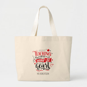 Modern Typography Teacher Thank You Personalized   Large Tote Bag