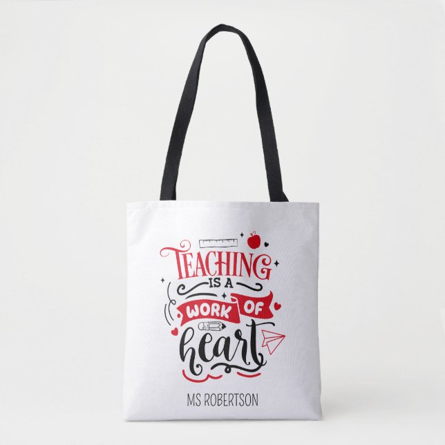Modern Typography Teacher Thank You Personalized   Tote Bag (Front)