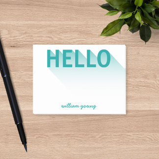 Modern Typography Teal Hello Post-it Notes