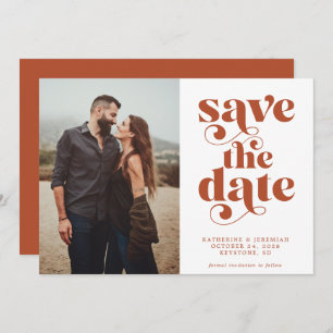 Modern Typography Terracotta Photo Save the Date