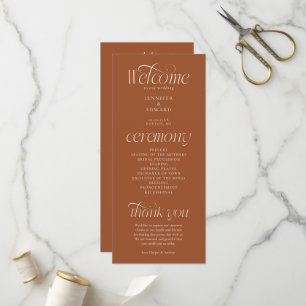 Modern Typography Terracotta Wedding Program