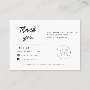 Modern typography Thank you package insert card